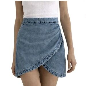 Zadig & Voltaire Julipe Denim Mini Skirt Size 34 XS Blue Wrap Front $348